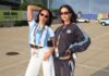 El impactante look de Pampita y Zaira Nara para el duelo de Argentina vs. Austria
