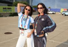 El impactante look de Pampita y Zaira Nara para el duelo de Argentina vs. Austria