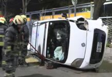 Choque y vuelco de una camioneta en Lugano
