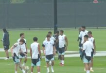 La Selección argentina entrenó bajo la lluvia, mientras que España canceló la práctica