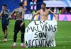 “Arrogancia argentina”: la polémica tapa de un diario británico por la bandera de Malvinas que flamearon los jugadores