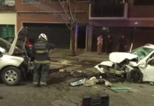 Fuerte choque frontal en Coghlan deja tres heridos y caos vehicular