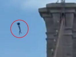 Hombre desnudo salta del puente de Brooklyn con mochila improvisada y sobrevive