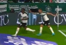 Increíble accidente en el festejo: Jacy Maranhão cae al túnel tras anulación de su gol