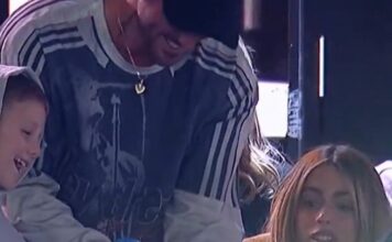 Rodrigo De Paul y Tini Stoessel disfrutan del clásico entre Racing y Boca