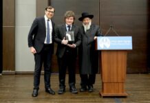 Milei Receives Ohev Yisrael Award for Advocacy of Jewish People