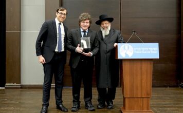 Milei Receives Ohev Yisrael Award for Advocacy of Jewish People