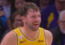 Luka Doncic deslumbra con un triple desde la mitad de cancha y provoca a los Warriors